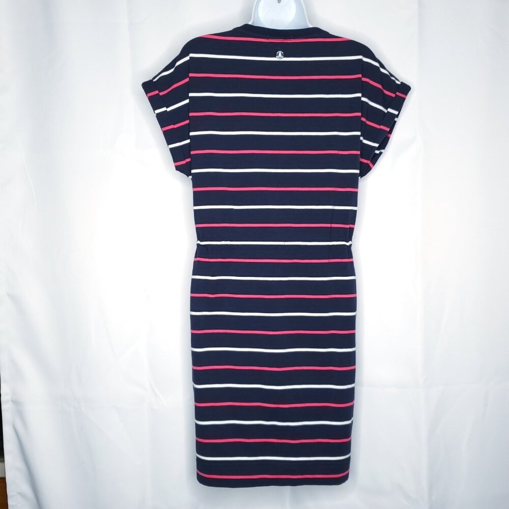 Barbour Womens Dress Sz 6 Small  Marloe Jersey Knit Navy Blue Pink White Striped - Picture 3 of 7